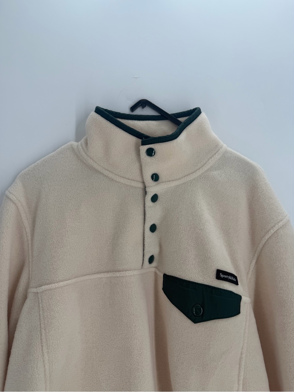 Sporty & Rich Buttoned Polar Fleece Sweatshirt In Cream